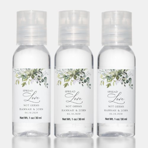 Greenery Eucalyptus Leaves Botanical Wedding Hand Sanitizer