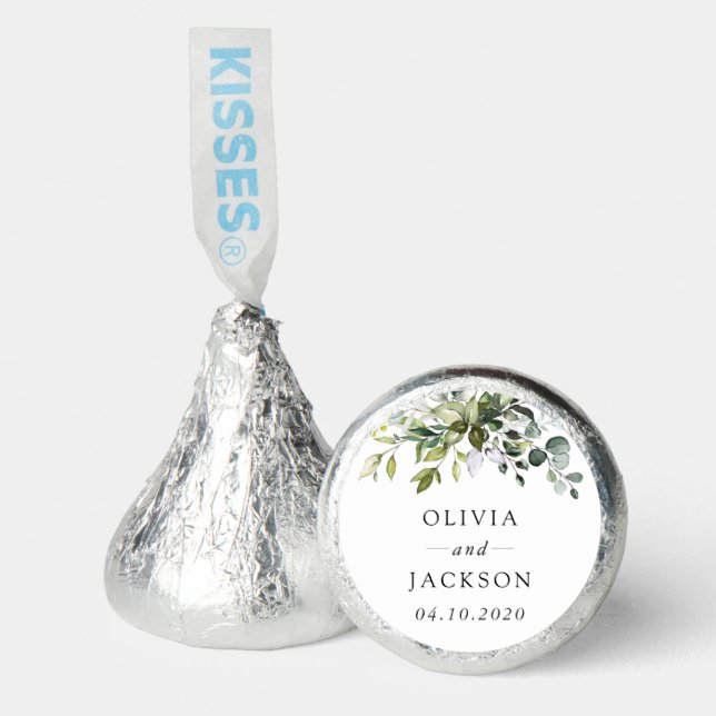 Greenery, Eucalyptus Leaves, Botanical Wedding  Hershey®'s Kisses® (Front)