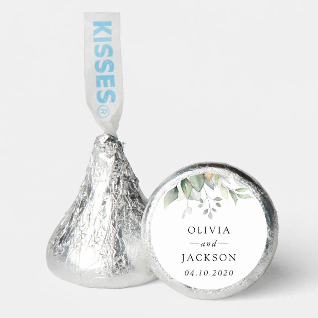 Greenery, Eucalyptus Leaves, Botanical Wedding Hershey®'s Kisses® (Front)