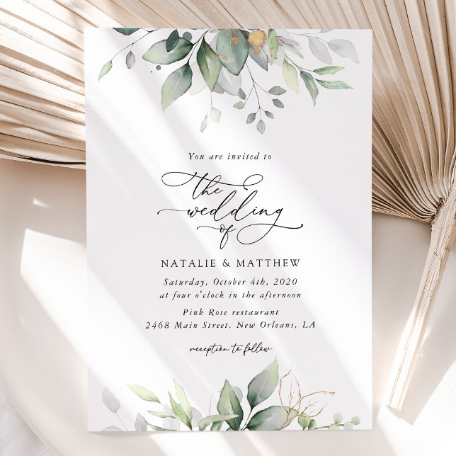Greenery, Eucalyptus Leaves, Botanical Wedding Invitation (Creator Uploaded)