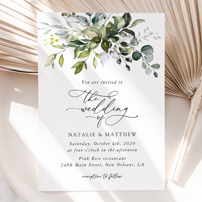 Greenery, Eucalyptus Leaves, Botanical Wedding Invitation (Creator Uploaded)