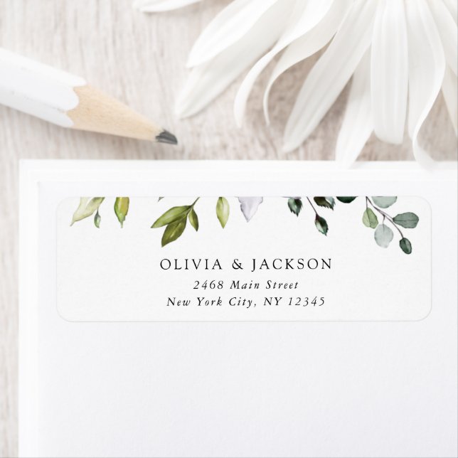 Greenery, Eucalyptus Leaves, Botanical Wedding  Label (Insitu)