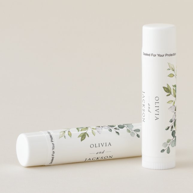 Greenery, Eucalyptus Leaves, Botanical Wedding Lip Balm (Front)