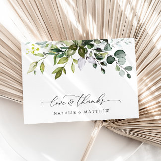 Greenery, Eucalyptus Leaves, Botanical Wedding  Thank You Card