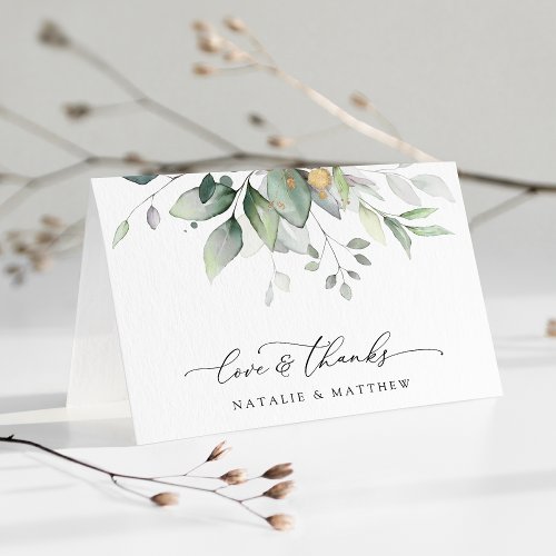 Greenery Eucalyptus Leaves Botanical Wedding Thank You Card