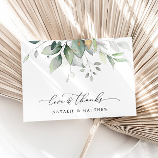 Greenery, Eucalyptus Leaves, Botanical Wedding Thank You Card
