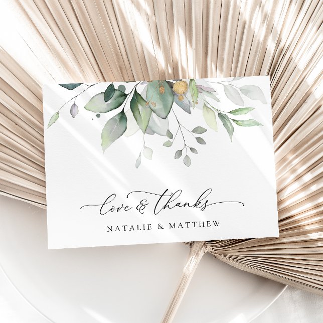 Greenery, Eucalyptus Leaves, Botanical Wedding Thank You Card (Creator Uploaded)