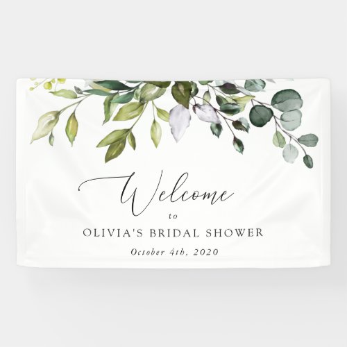 Greenery Eucalyptus Leaves Bridal Shower Welcome Banner