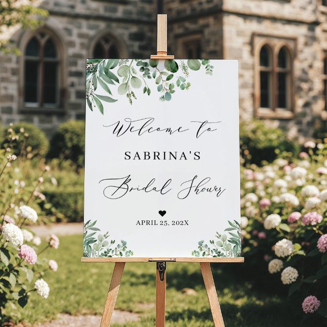 Greenery Eucalyptus Leaves Bridal Shower Welcome Foam Board (Creator Uploaded)