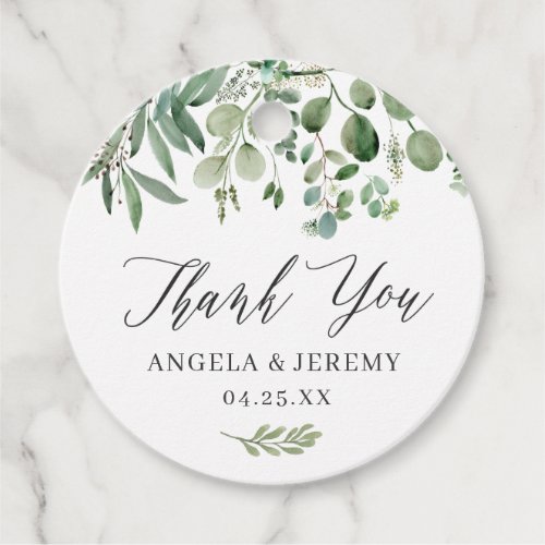 Greenery Eucalyptus Leaves Elegant Thank You Favor Tags - Greenery Eucalyptus Leaves Elegant Thank You Favor Tag. For further customization or adding more text on the back, please click the "customize further" link and use our design tool to modify this template. 
