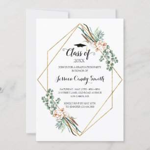 Greenery Eucalyptus Leaves Frame Photo Graduation Invitation