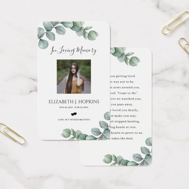 Greenery Eucalyptus Leaves Photo Prayer Cards (Office)