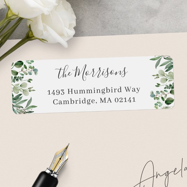 Greenery Eucalyptus Leaves Return Address Label (Creator Uploaded)