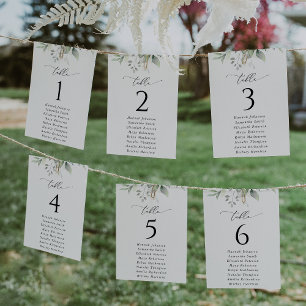 Greenery, Eucalyptus Leaves, Seating Chart Cards
