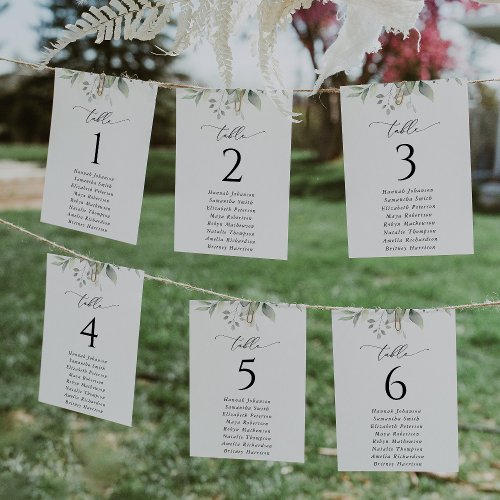 Greenery Eucalyptus Leaves Seating Chart Cards