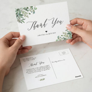 Greenery Eucalyptus Leaves Thank You Postcard
