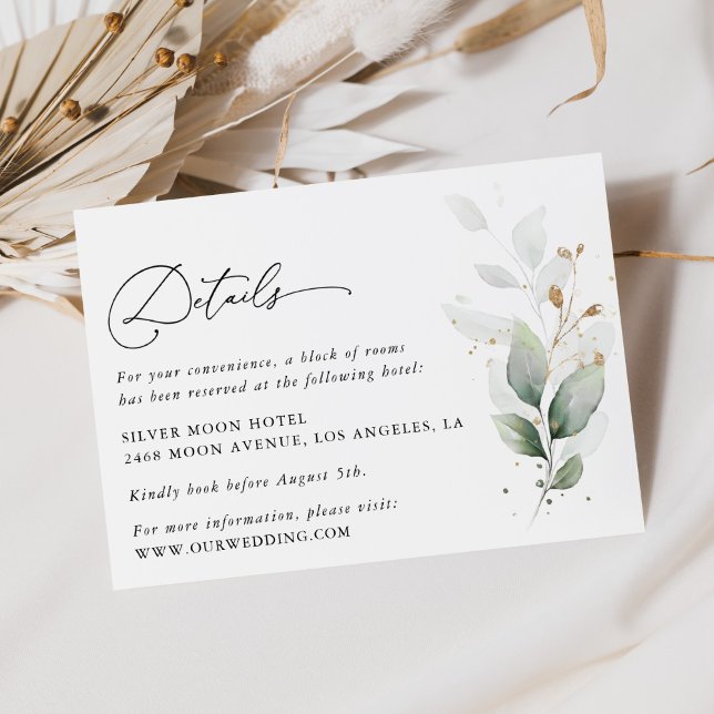 Greenery, Eucalyptus Leaves, Wedding Details Enclosure Card (Creator Uploaded)