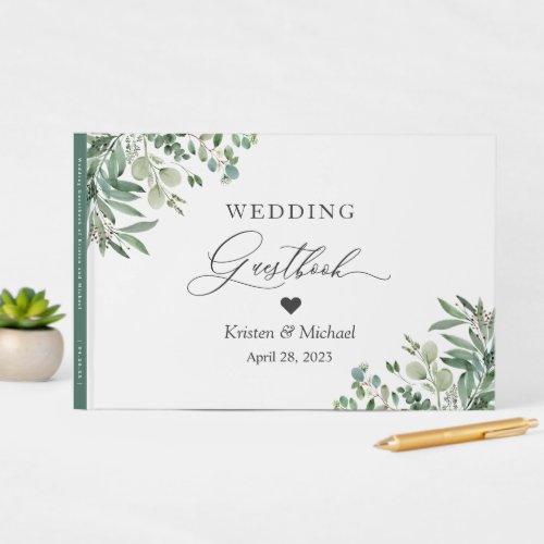 Greenery Eucalyptus Leaves Wedding Guest Book - Customize this "Greenery Eucalyptus Leaves Wedding Guestbook" to add a special touch. It's easy to personalize to match your wedding colors, styles and theme. For further customization, please click the "customize further" link and use our design tool to modify this template.