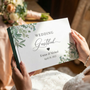 Greenery Eucalyptus Leaves Wedding Guest Book