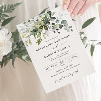 Greenery Eucalyptus Leaves Wedding Invitation by Precious_Presents at Zazzle