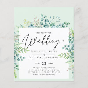 Greenery Eucalyptus Leaves Wedding Invites Budget