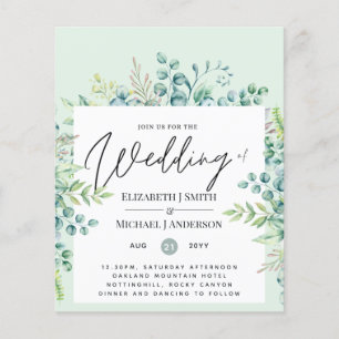 Greenery Eucalyptus Leaves Wedding Invites Budget