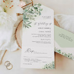Greenery Eucalyptus Leaves Wedding (no ENV needed) All In One Invitation<br><div class="desc">These "Greenery Eucalyptus Leaves Wedding All in One Invitations" are designed with an easy to tear off perforated RSVP postcard. Just simply fold each card into the outlined shape,  and then seal and send - no envelope needed for shipping.</div>