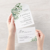 Greenery Eucalyptus Leaves Wedding (no ENV needed) All In One Invitation