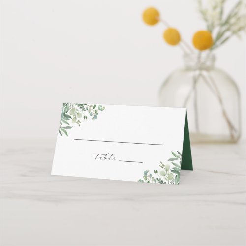 Greenery Eucalyptus Leaves Wedding Place Card - Create your own Place Card with this "Greenery Eucalyptus Leaves | Hand Writing Wedding Table Place Card" template to match your wedding colors and style. This high-quality design is easy to customize to be uniquely yours!  
(1) For further customization, please click the "customize further" link and use our design tool to modify this template. 
(2) If you need help or matching items, please contact me.