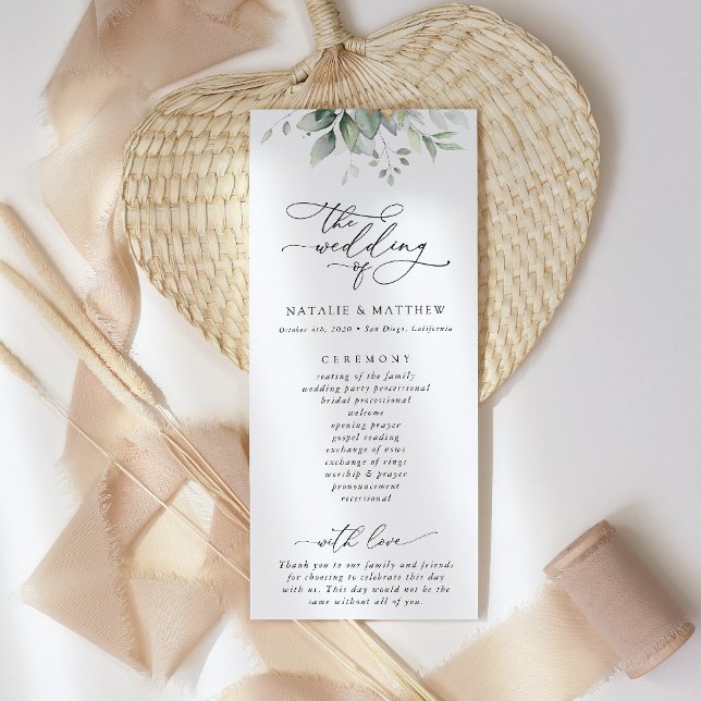 Greenery, Eucalyptus Leaves, Wedding Program (Creator Uploaded)
