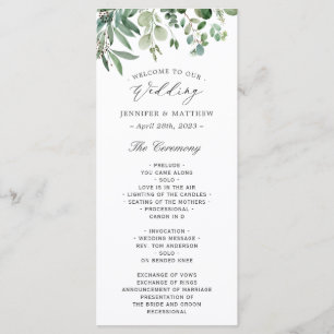 Greenery Eucalyptus Leaves Wedding Program