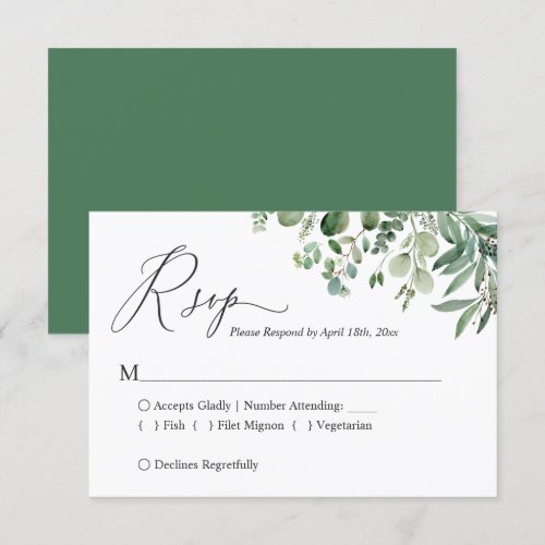 Greenery Eucalyptus Leaves Wedding RSVP Card