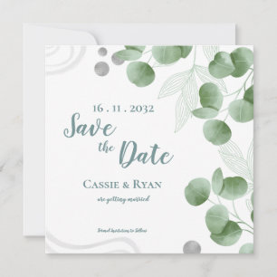 Greenery Eucalyptus Leaves Wedding Save the Date