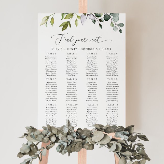 Greenery, Eucalyptus Leaves, Wedding Seating Chart (Creator Uploaded)