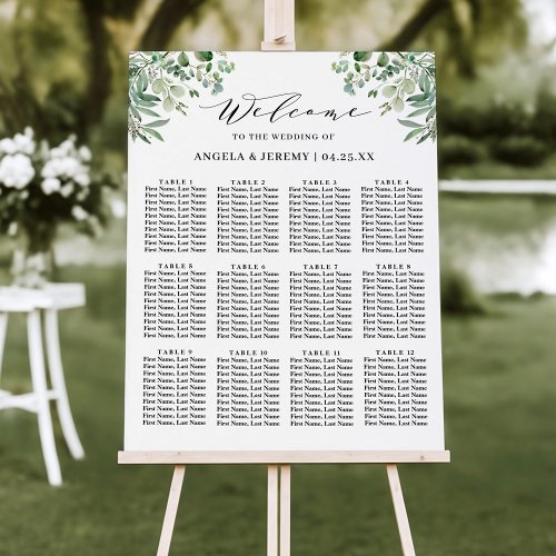 Greenery Eucalyptus Leaves Wedding Seating Chart Foam Board