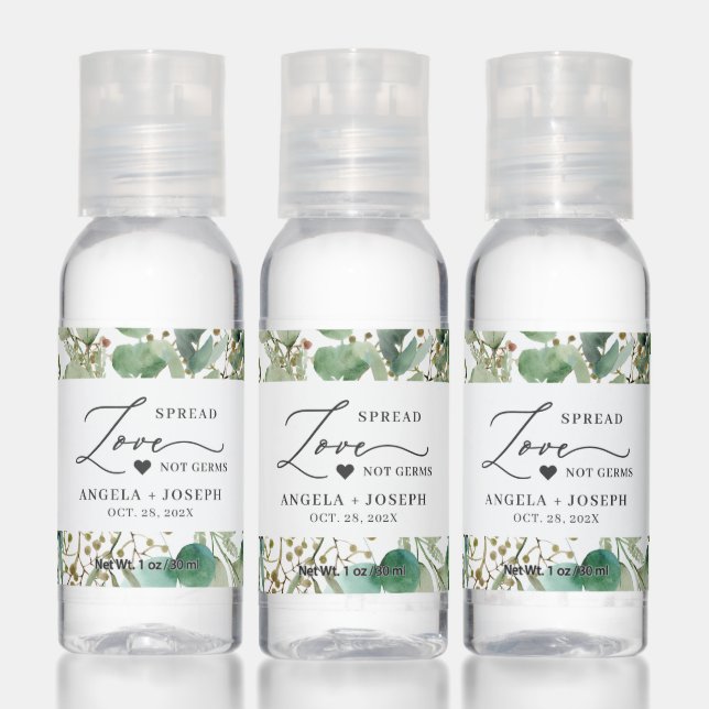 Greenery Eucalyptus Leaves Wedding Spread Love Hand Sanitizer (Set)