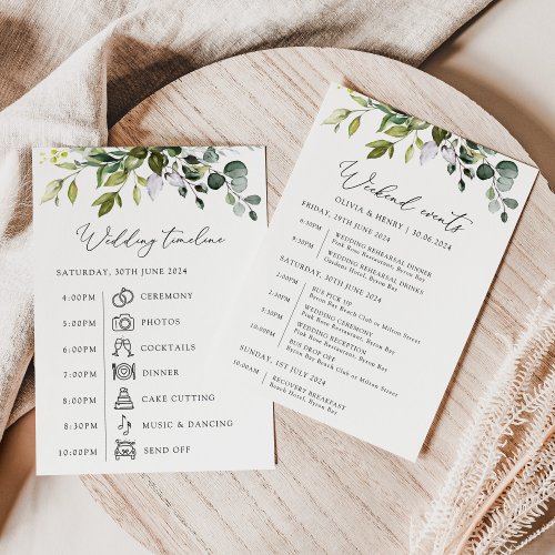 Greenery Eucalyptus Leaves Wedding Timeline