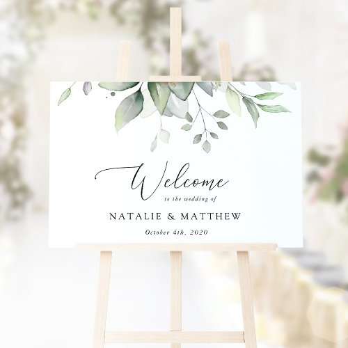 Greenery Eucalyptus Leaves Wedding Welcome Poster