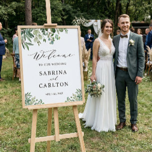 Greenery Eucalyptus Leaves Wedding Welcome Sign