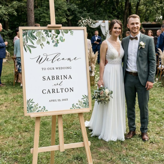 Greenery Eucalyptus Leaves Wedding Welcome Sign (Creator Uploaded)
