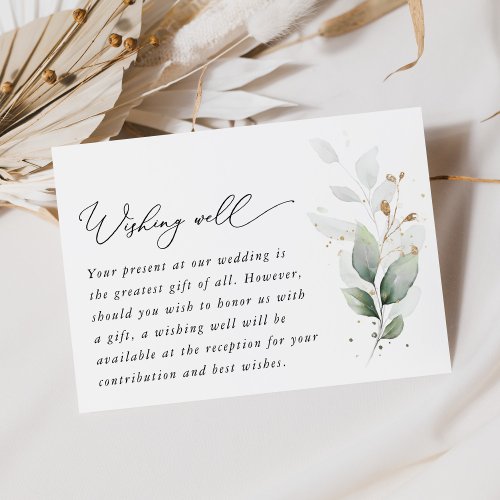 Greenery Eucalyptus Leaves Wedding Wishing Well Enclosure Card