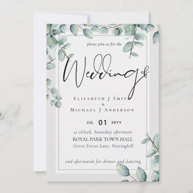 Greenery Eucalyptus Lilac Lemon Gray Wedding (Front)