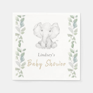 Greenery Eucalyptus Little Elephant Baby Shower Napkins