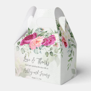 Greenery eucalyptus magenta peony roses custom favor boxes