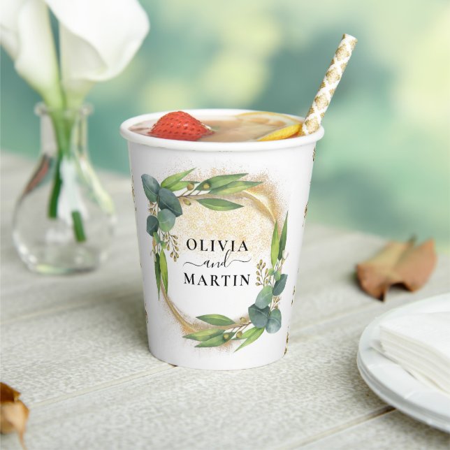 Greenery Eucalyptus Magical Sand Wedding Paper Cup (Insitu)