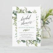Greenery eucalyptus modern bridal shower invitation (Standing Front)