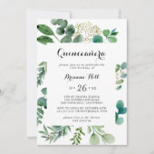 Greenery Eucalyptus Modern Calligraphy Quinceañera Invitation (Front)
