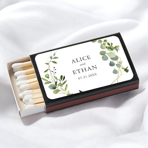 Greenery Eucalyptus Modern Wedding Matchboxes