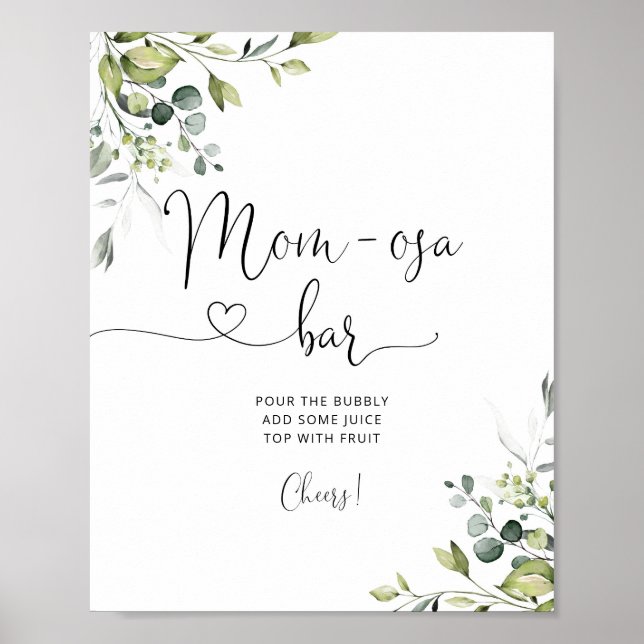 Greenery eucalyptus Mom-osa bar Poster (Front)