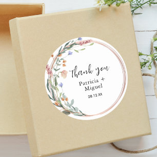 Greenery Eucalyptus Personalized Wedding Thank You Classic Round Sticker
